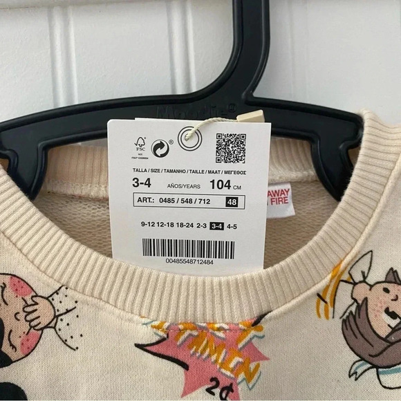 Zara Girls Face and Graphic Print Sweatshirt Top 3-4Y NWT - Picture 4 of 5